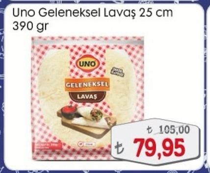 Uno Geleneksel Lavaş 25 Cm 390 Gr