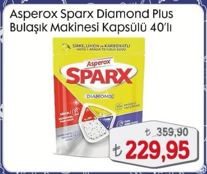 Asperox Sparx Diamond Plus Bulaşık Makinesi Kapsülü 40'Lı