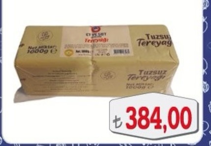 Et Ve Süt Kurumu Tuzsuz Tereyağı 1000 Gr