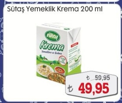 Sütaş Yemeklik Krema 200 Ml