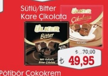 Ülker Sütlü/Bitter Kare Çikolata
