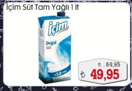 Içim Süt Tam Yağlı 1 Lt