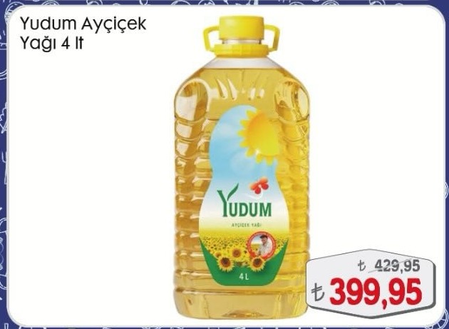 Yudum Ayçiçek Yağı 4 Lt