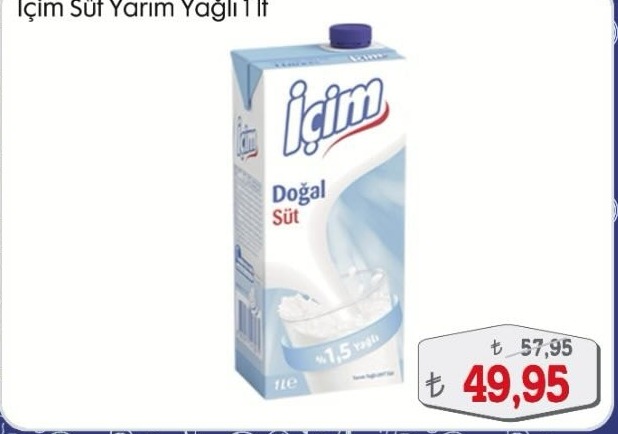 İçim Süt Yarım Yağlı 1 Lt