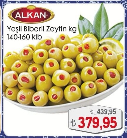 Alkan Yeşil Biberli Zeytin Kg 140-160 Klb