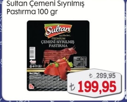 Sultan Premium Cemeni Siyrilmis Pastirma 100Gr