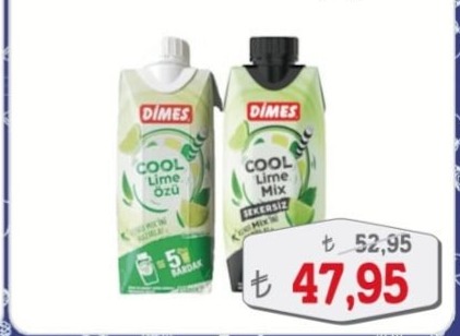 Dimes Cool Lime Özü & Sekersiz Lime Mix 1 Ayran Kutu 200 Ml