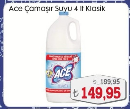 Ace Çamaşır Suyu 4 Lt Klasik