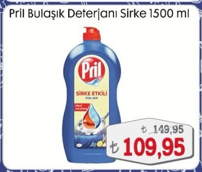 Pril Bulaşık Deterjanı Sirke Özel Seri Güçlü Temizlik Ve Parlaklık 1500 Ml