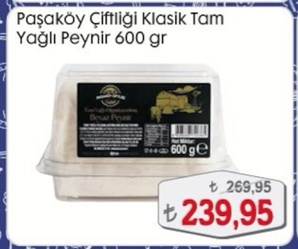 Paşaköy Çiftliği Klasik Tam Yağlı Peynir 600 Gr