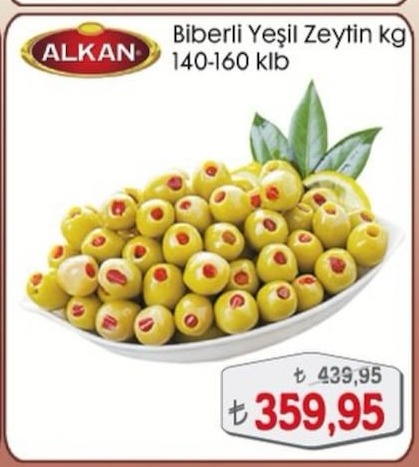 Alkan Biberli Yeşil Zeytin 140-160 Klb