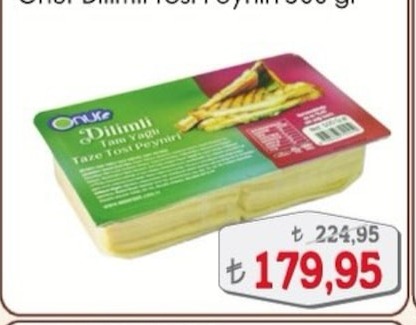 Onur Dilimli Tam Yağlı Taze Tost Peyniri 500 Gr