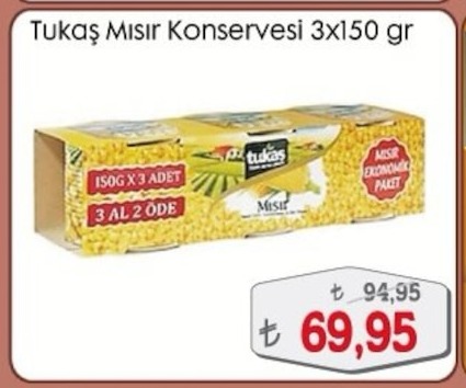 Tukaş Mısır Konservesi 3X150 Gr