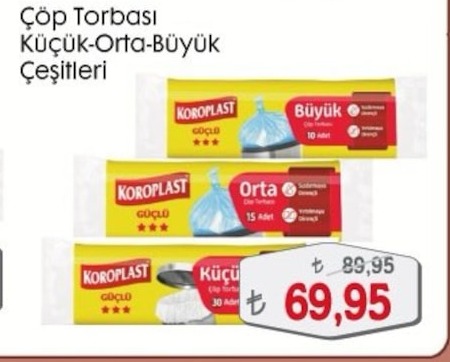 Koroplast Çöp Torbası Küçük-Orta-Büyük Çeşitleri