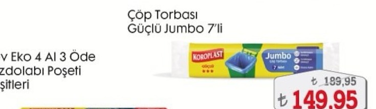 Çöp Torbası Güçlü Jumbo 7'Li