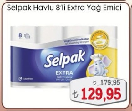 Selpak Havlu 8'Li Extra Yağ Emici Kağıt Havlu