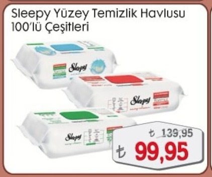 Sleepy Yüzey Temizlik Havlusu 100'Lü Çeşitleri