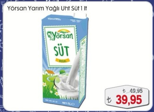 Yörsan Yarım Yağlı Uht Süt 1 Lt