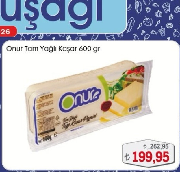 Onur Tam Yağlı Kaşar 600G