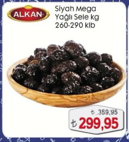 Alkan Siyah Mega Yağlı Sele Zeytin Kg 260-290
