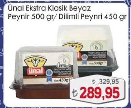 Ünal Ekstra Klasik Beyaz Peynir 500G / Dilimli Peynir 450G