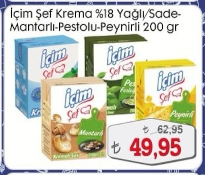 İçim Şef Krema %18 Yağlı Sade Mantarlı Pestolu Peynirli 200G
