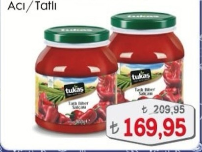 Tukaş Tatlı Biber Salçası 2X800G