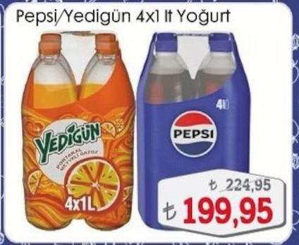 Yedigün Portakal Gazoz 4X1Lt Ve Pepsi 4X1Lt