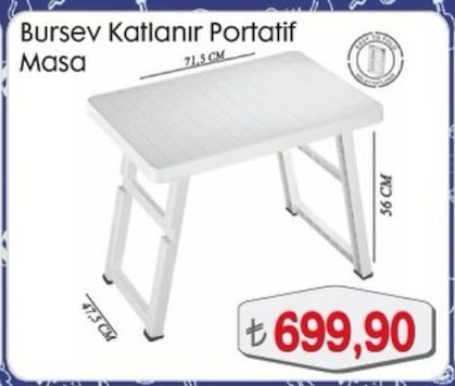 Bursev Katlanir Portatif Masa 71.5Cm