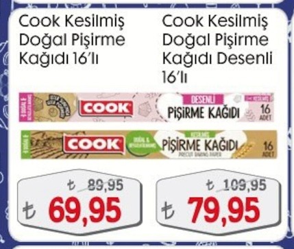 Cook Kesilmiş Doğal Pişirme Kağıdı 16Lı