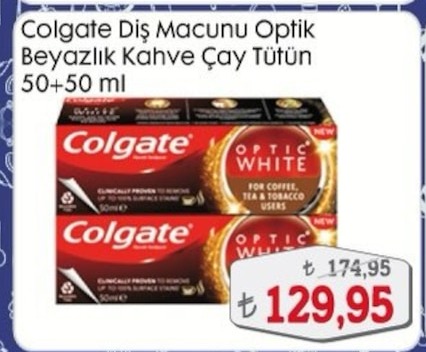Colgate Diş Macunu Optik Beyazlık Kahve Çay Tütün 50+50 Ml