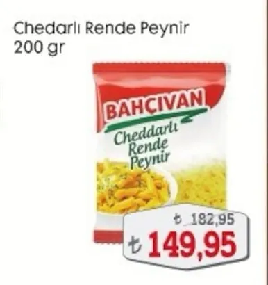 Bahçıvan Chedarlı Rende Peynir 200 Gr