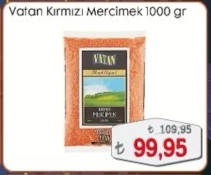 Vatan Kırmızı Mercimek 1000 Gr