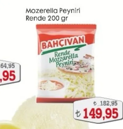Bahçıvan Mozarella Peyniri Rende 200 Gr