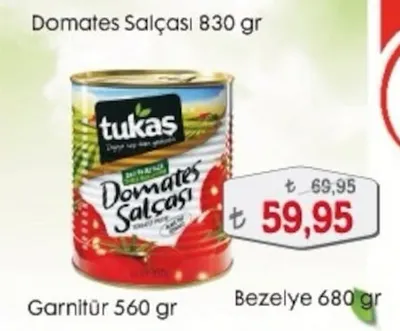 Tukaş Domates Salçası 830 Gr