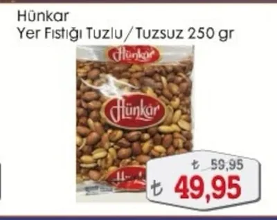 Hünkar Yer Fıstığı Tuzlu/Tuzsuz 250 Gr