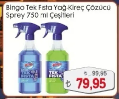 Bingo Tek Fısta Yağ-Kireç Çözücü Sprey 750 Ml Çeşitleri