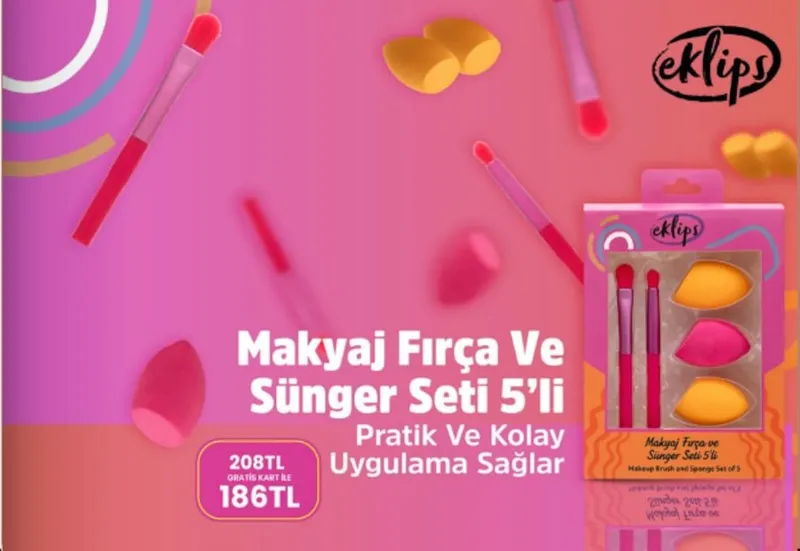 Eklips Makyaj Fırça Ve Sünger Seti 5'Li