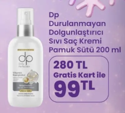 Dp Durulanmayan Dolgunlaştırıcı Sıvı Saç Kremi Pamuk Sütü 200 Ml