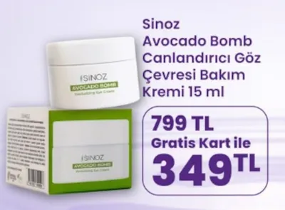 Sinoz Avocado Bomb Canlandırıcı Göz Çevresi Bakım Kremi 15 Ml