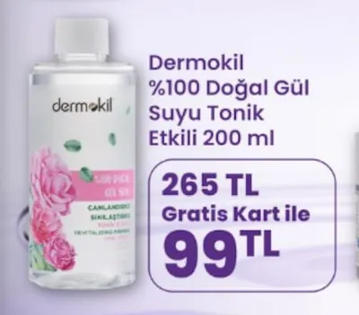 Dermokil %100 Doğal Gül Suyu Tonik Etkili 200 Ml
