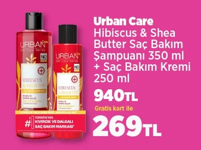 Urban Care Hibiscus & Shea Butter Saç Bakım Şampuanı 350 Ml + Saç Bakım Kremi 250 Ml