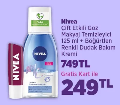 Nivea Çift Etkili Göz Makyaj Temizleyici 125 Ml + Böğürtlen Renkli Dudak Bakım Kremi