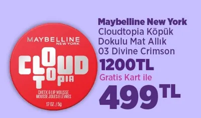 Maybelline New York Cloudtopia Köpük Dokulu Mat Allık 03 Divine Crimson
