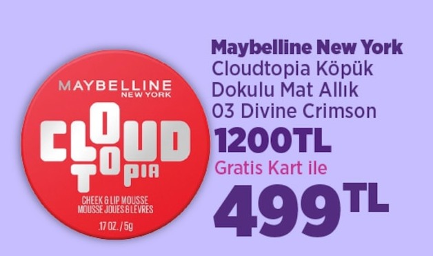 Maybelline New York Cloudtopia Köpük Dokulu Mat Allık 03 Divine Crimson