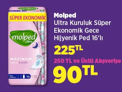Molped Ultra Kuruluk Süper Ekonomik Gece Hijyenik Ped 16'Lı