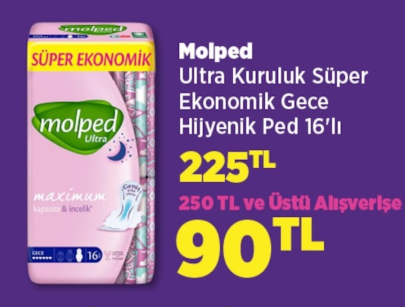 Molped Ultra Kuruluk Süper Ekonomik Gece Hijyenik Ped 16'Lı