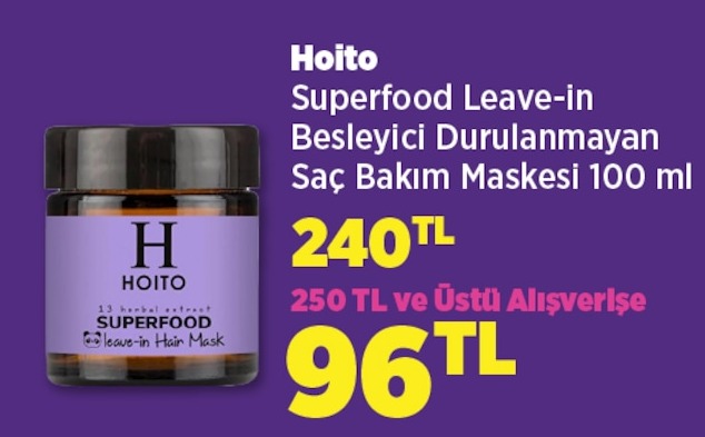 Hoito Superfood Leave-In Besleyici Durulanmayan Saç Bakım Maskesi 100 Ml