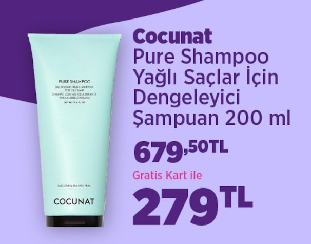 Cocunat Pure Shampoo Yağlı Saçlar İçin Dengeleyici Şampuan 200 Ml