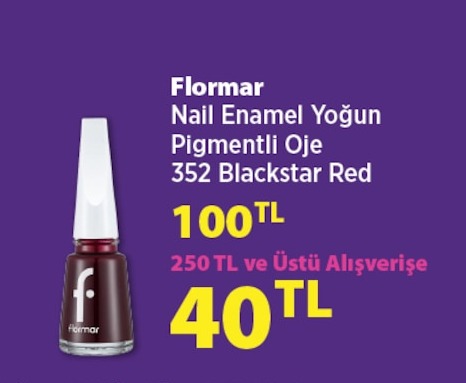 Flormar Nail Enamel Yogun Pigmentli Oje 352 Blackstar Red